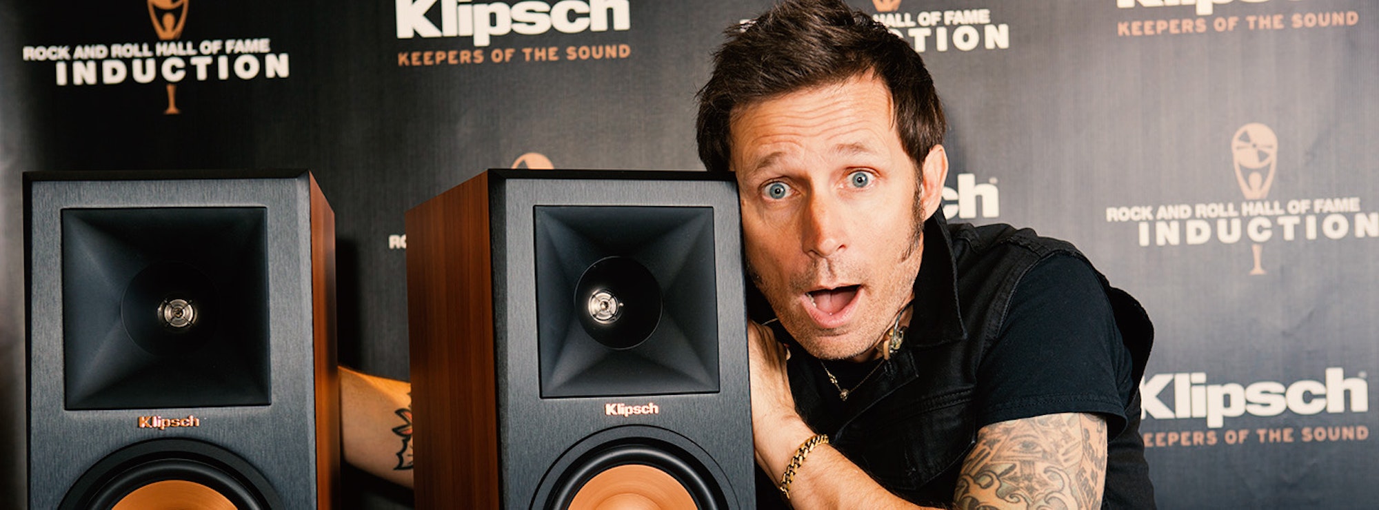 Mike Dirnt with Klipsch speakers