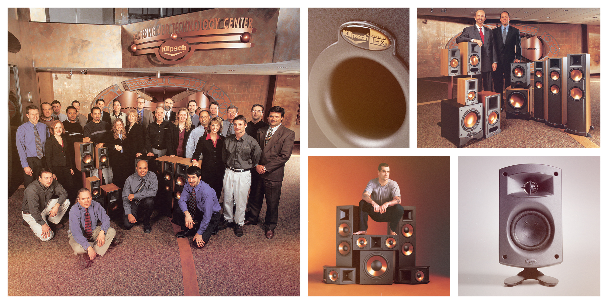 1999 Klipsch History Collage Klipsch team with Reference Speaker line Promedia Computer speakers2000x1000