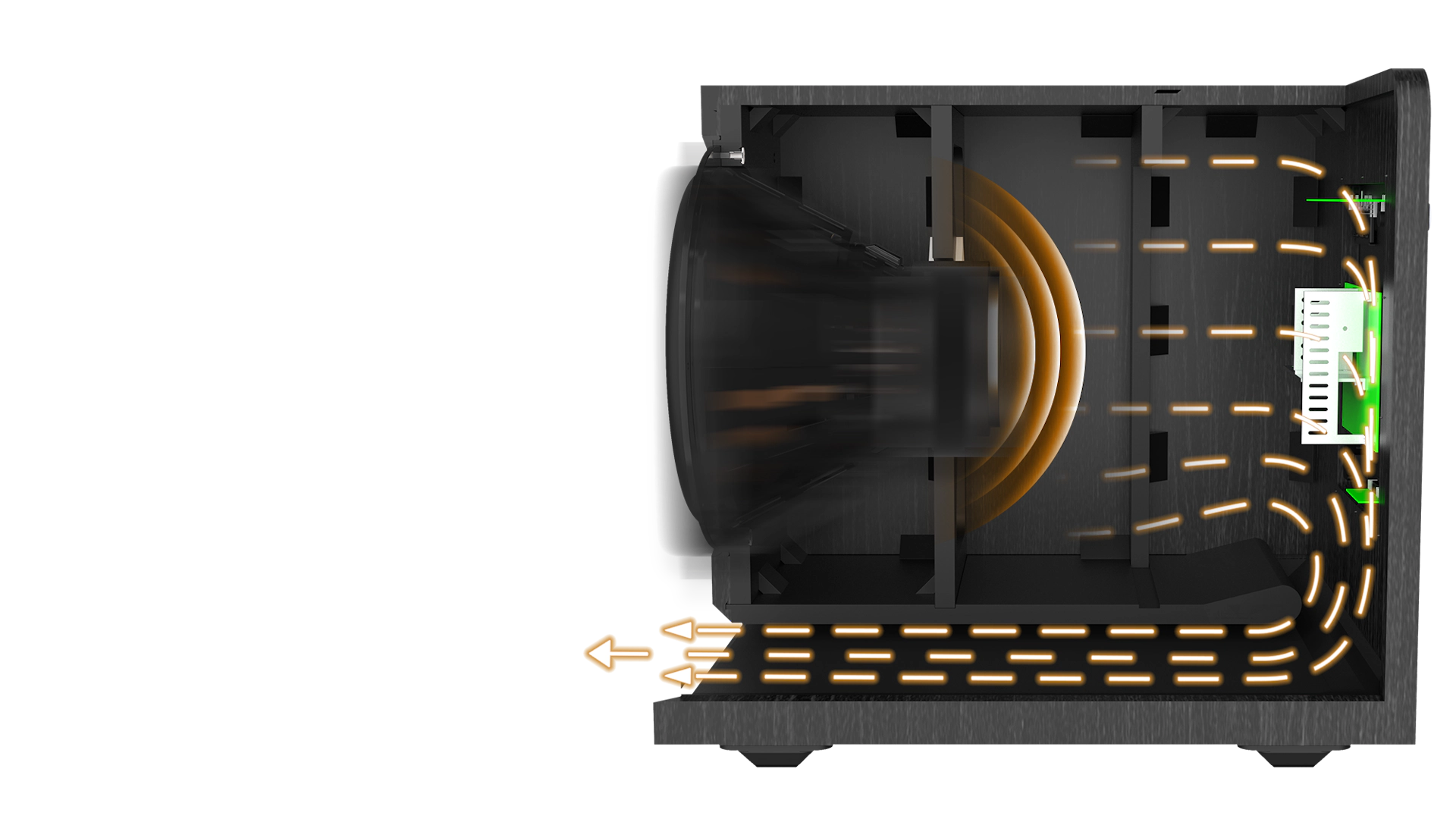 Cutaway view of an RP 1400 SW with a diagram showing how air moves within