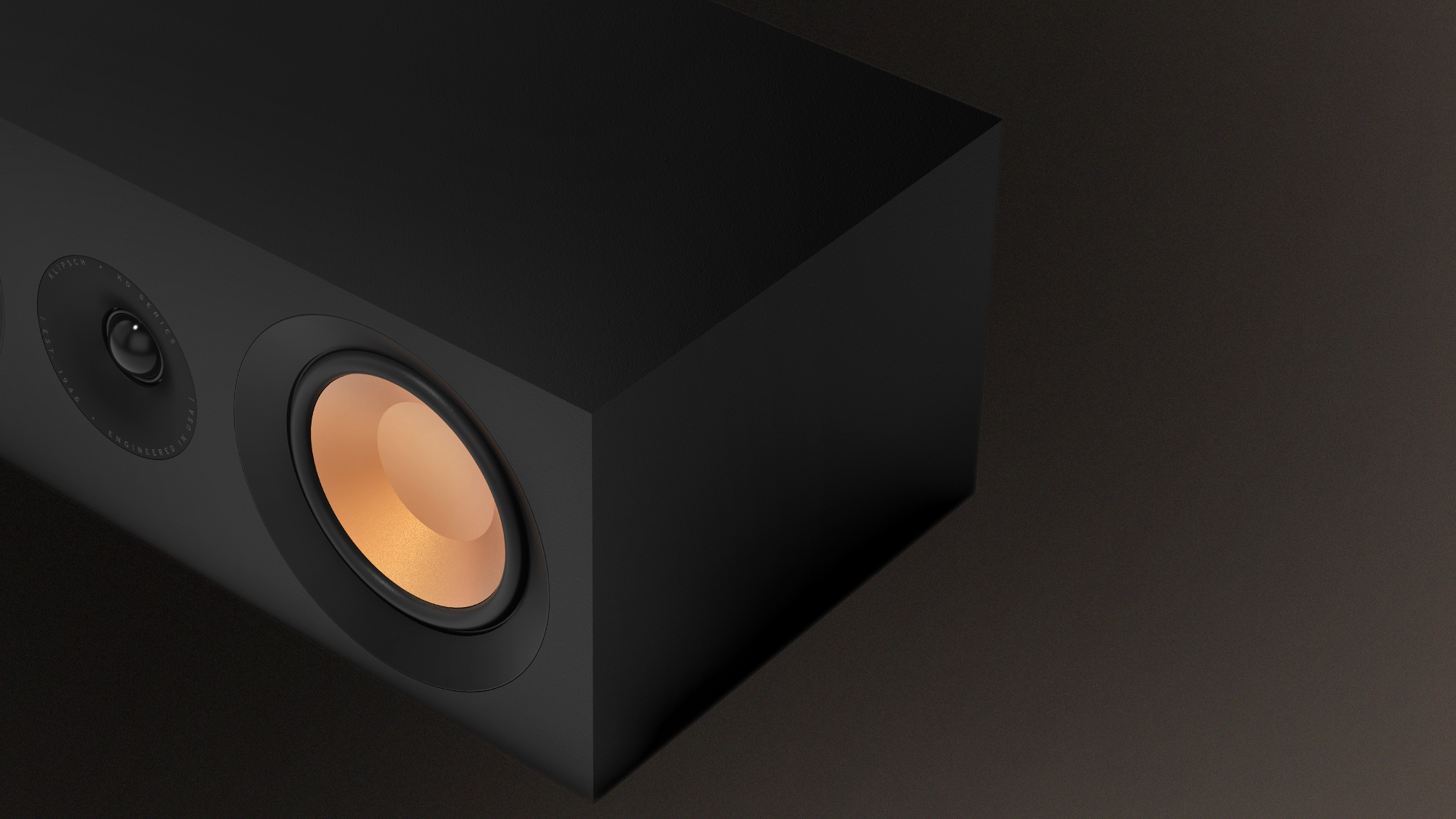 KD 52 C front angle closeup of woofer and dhorm tweeter