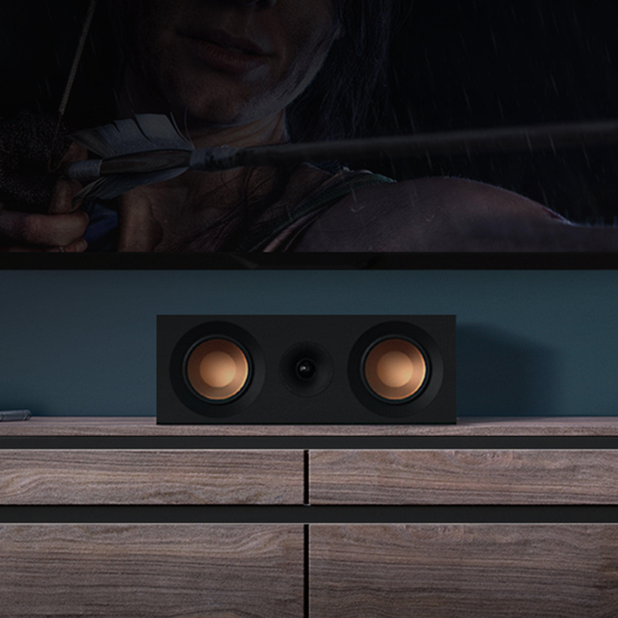 KD 52 C under a TV with grille off mobile