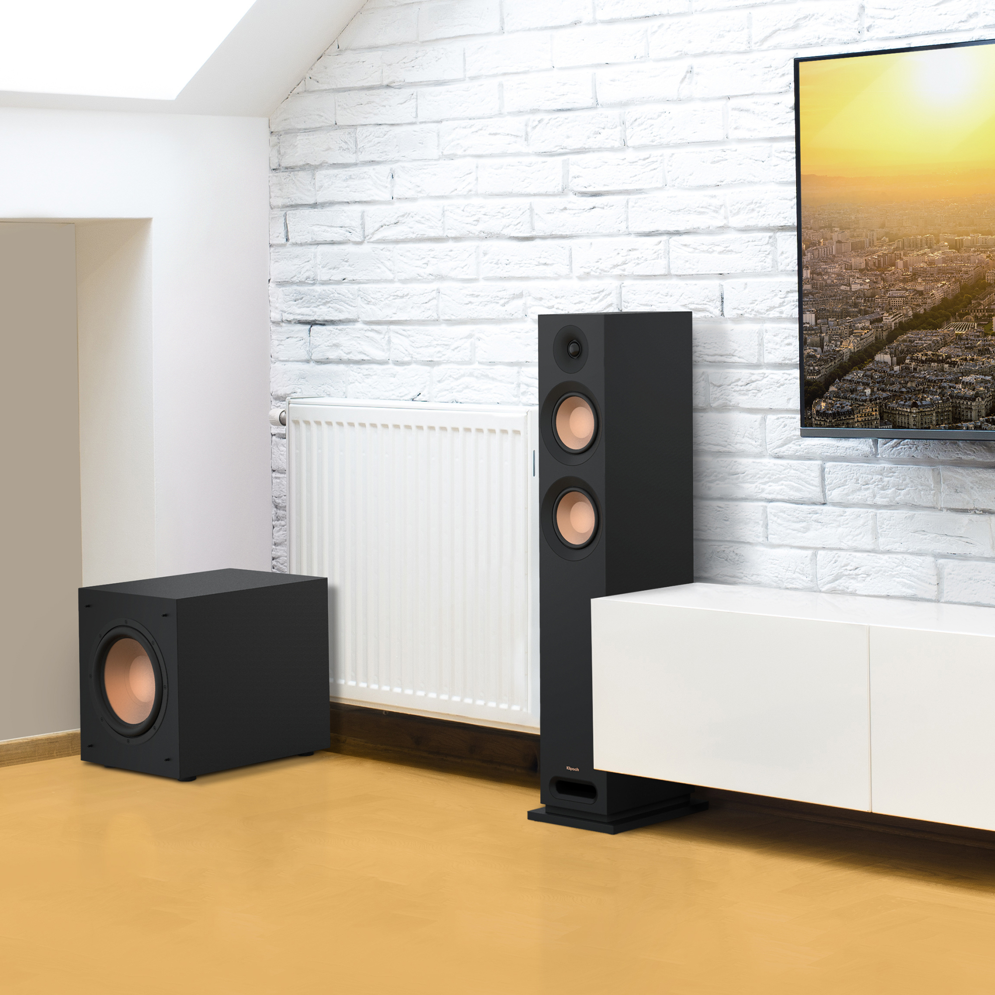 KD 52 F and K 10 SW next to a white credenza mobile