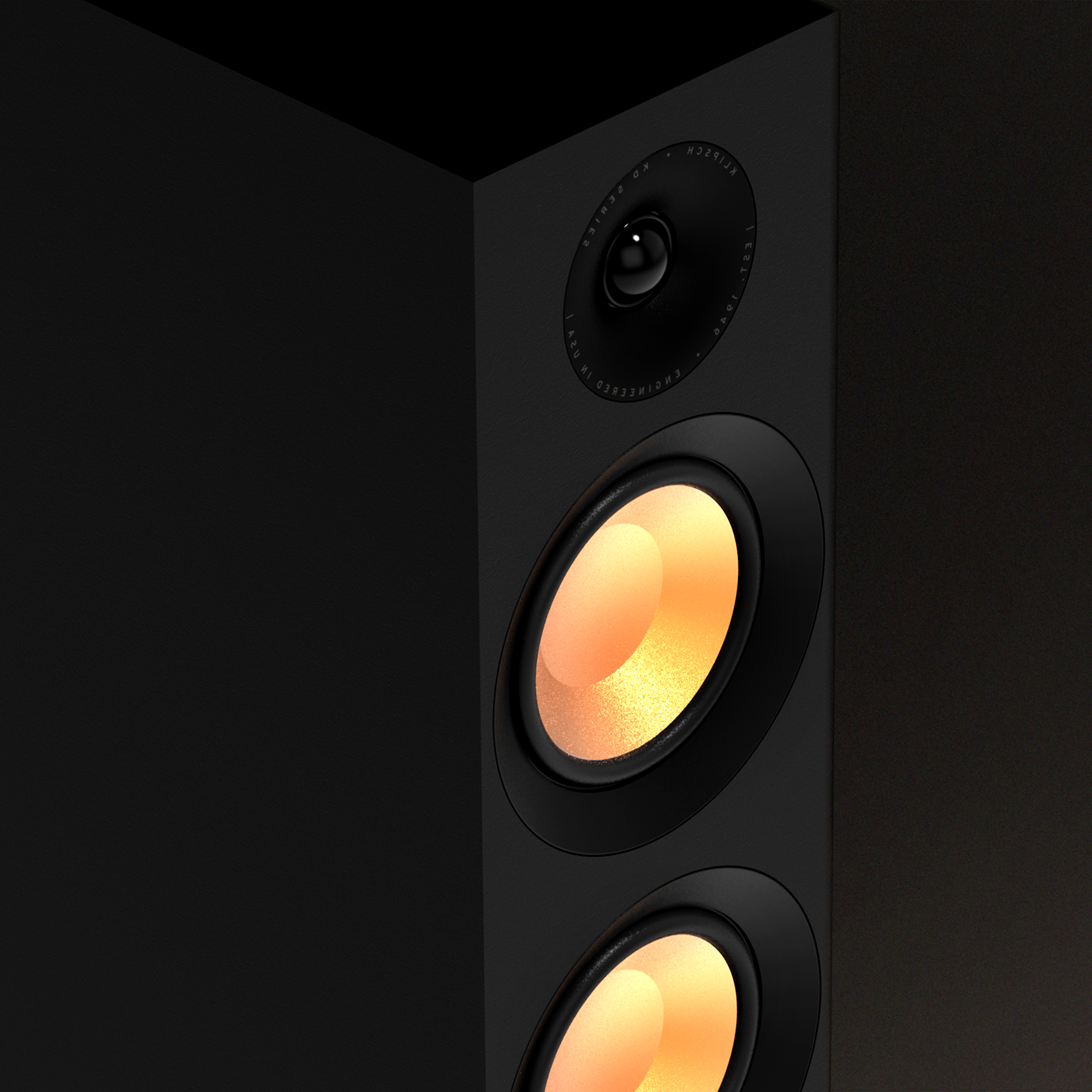 KD 52 F front angle closeup of woofer and dhorm tweeter mobile