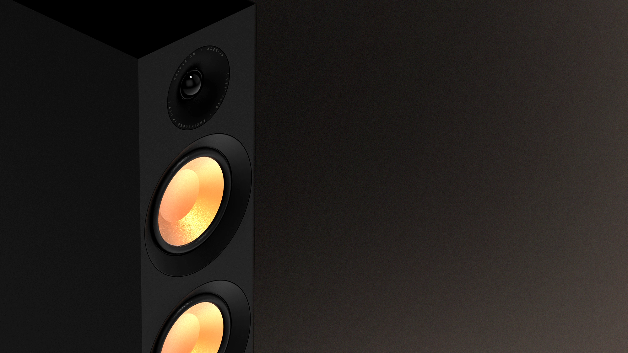 KD 52 F front angle closeup of woofer and dhorm tweeter