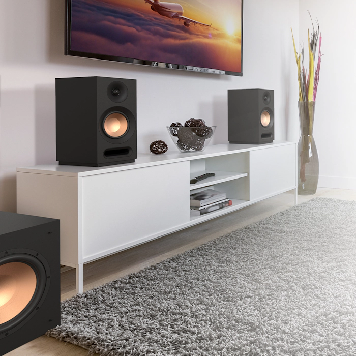 KD Series Bookshelf system in a living room setting with white furniture mobile