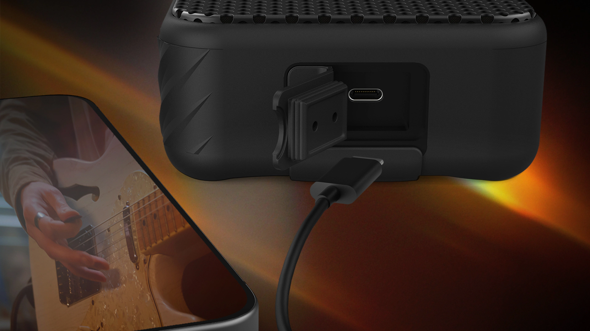 Klipsch Austin Charging via USB C on moody background 2000x2000