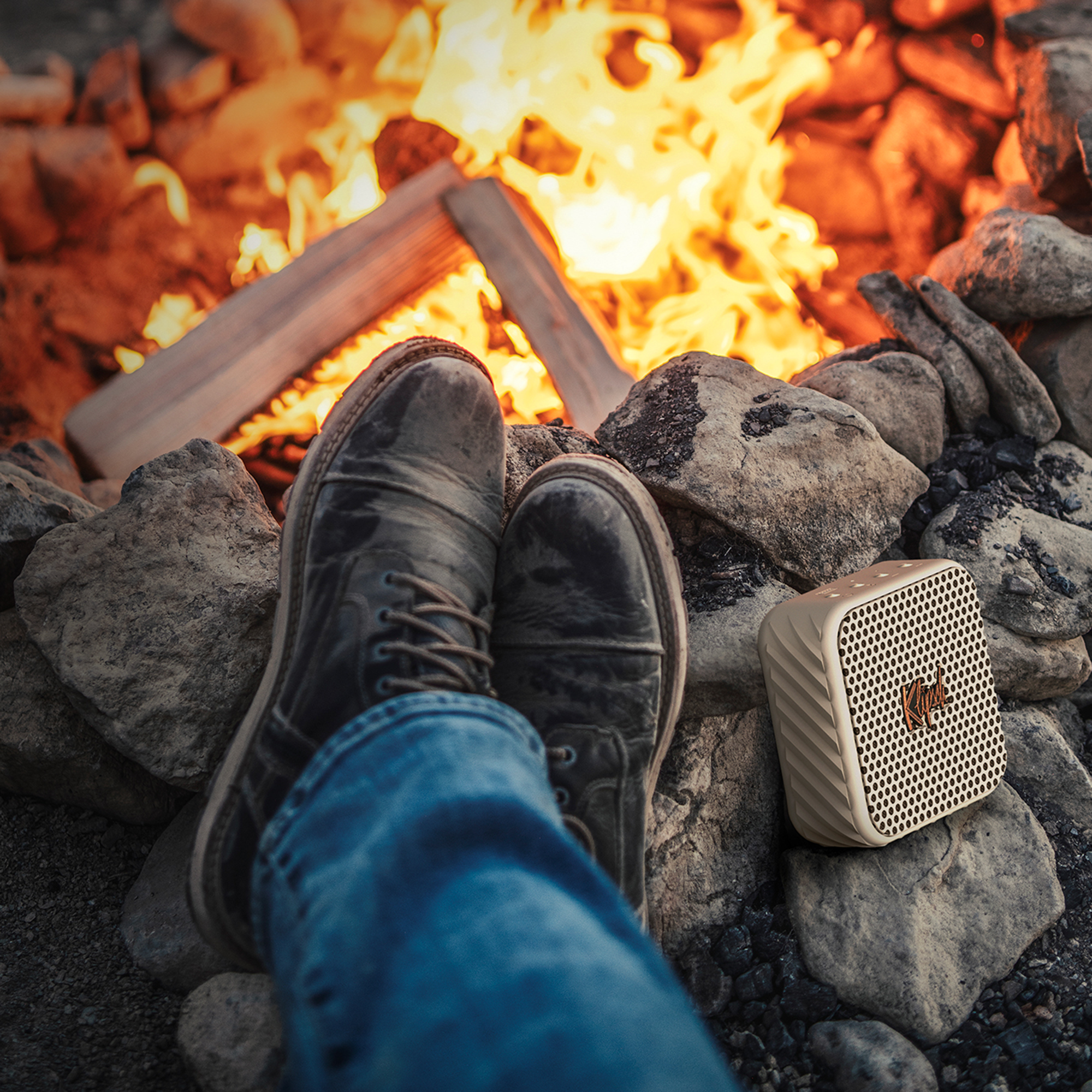 Klipsch Austin Cream Beside a Roaring Campfire 2000x2000