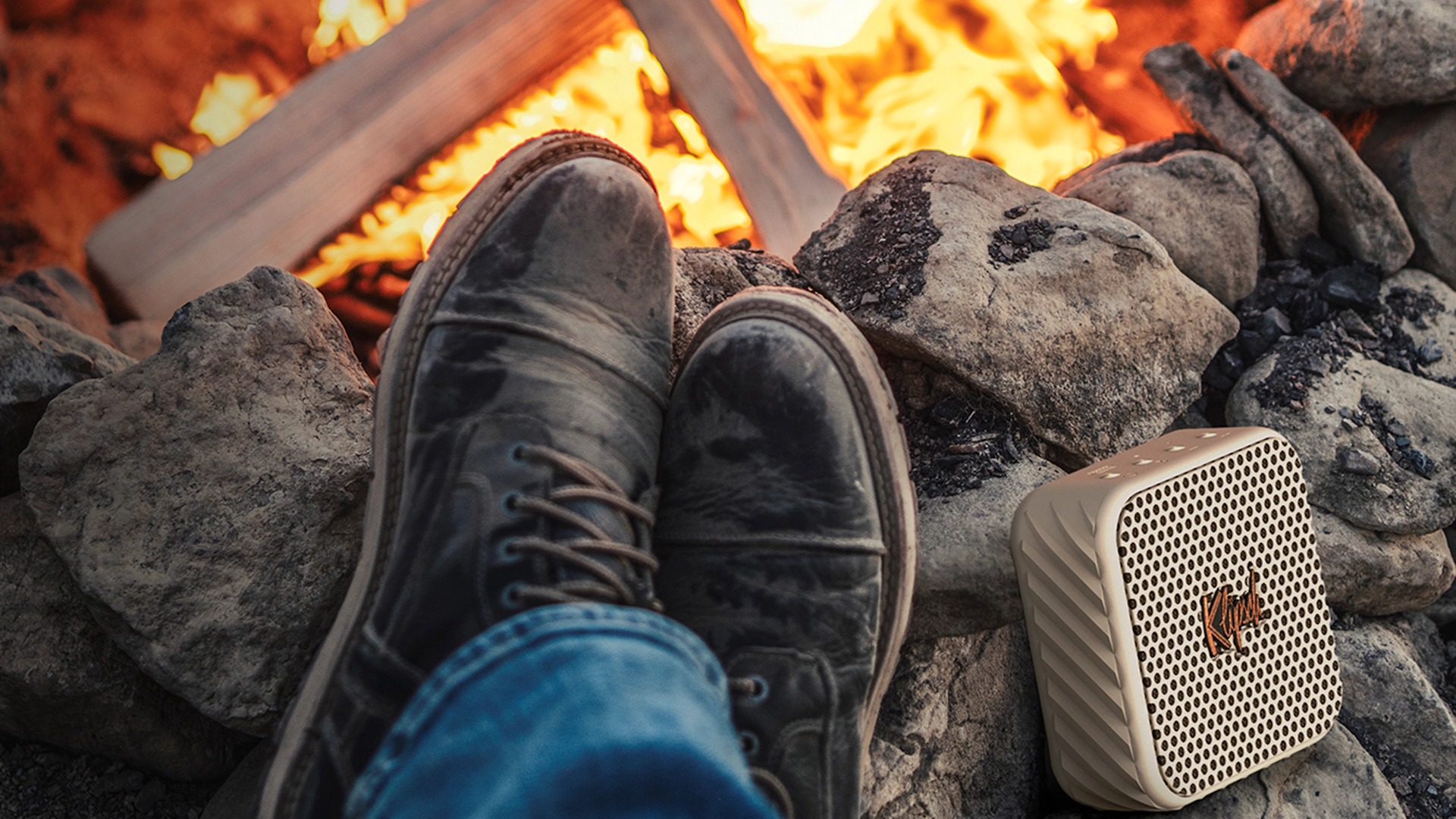 Klipsch Austin Cream Beside a Roaring Campfire 2000x2000