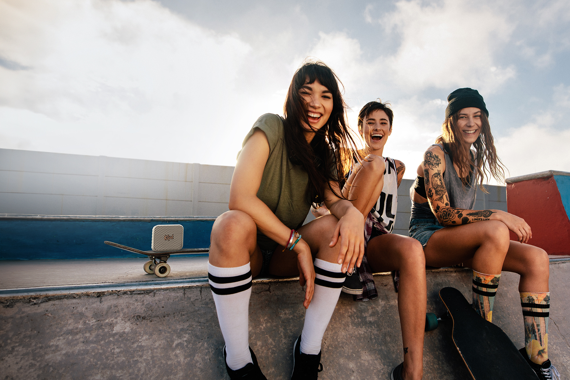 Klipsch Austin Cream at skateboard park 2000x1333