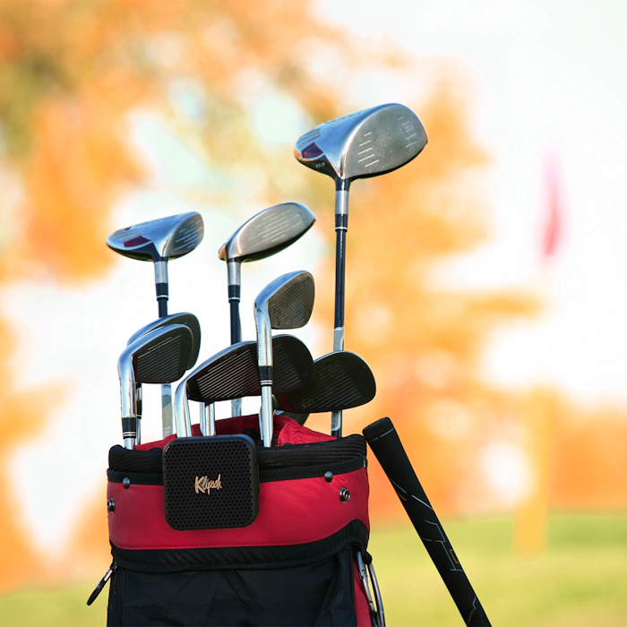 Klipsch Austin attached to golf bag 2000x2000