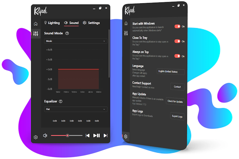 Klipsch Control Windows App Sound mode screens 2000x1333