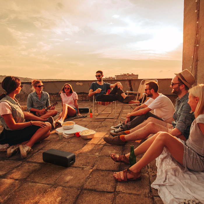 Klipsch Detroit portable speakers at rooftop hang 2000x2000