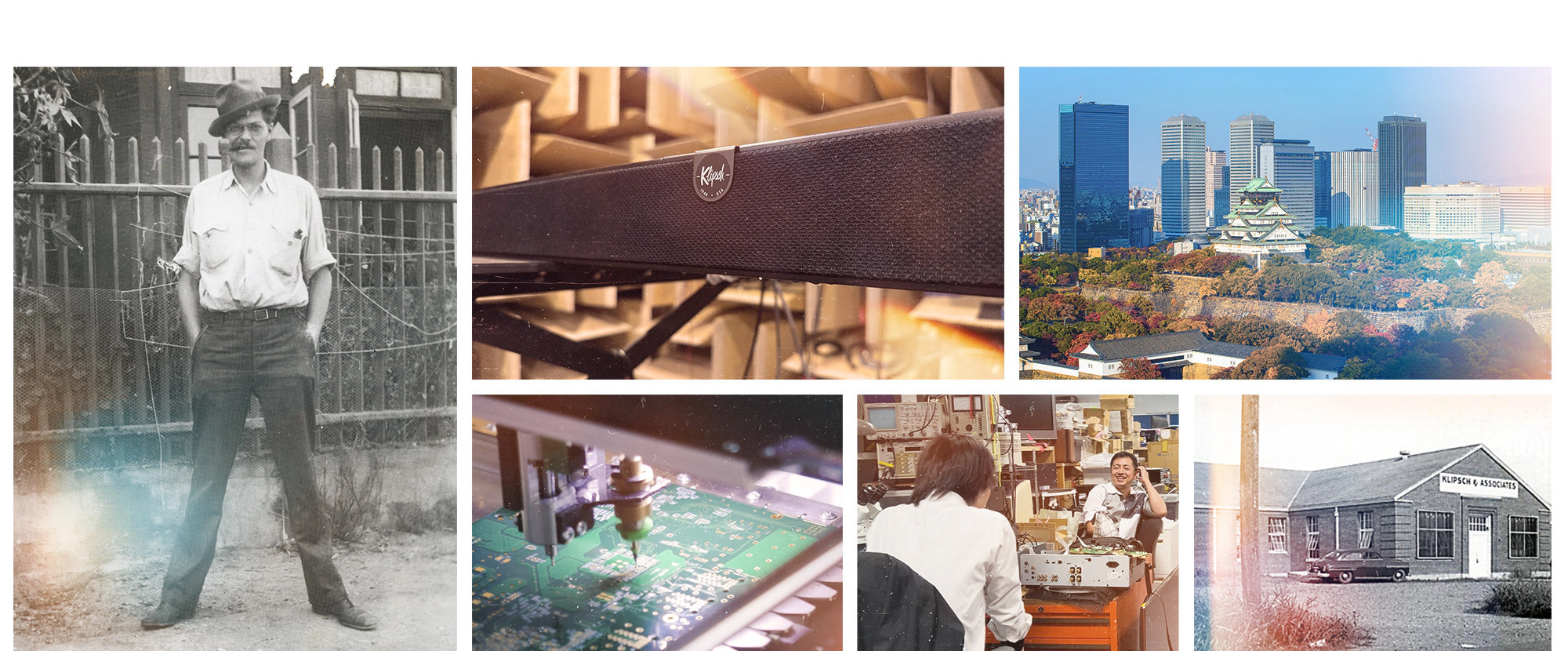 Klipsch Flexus Powered by Onkyo collage of historic and brand new images with lens flares 1 2000x830