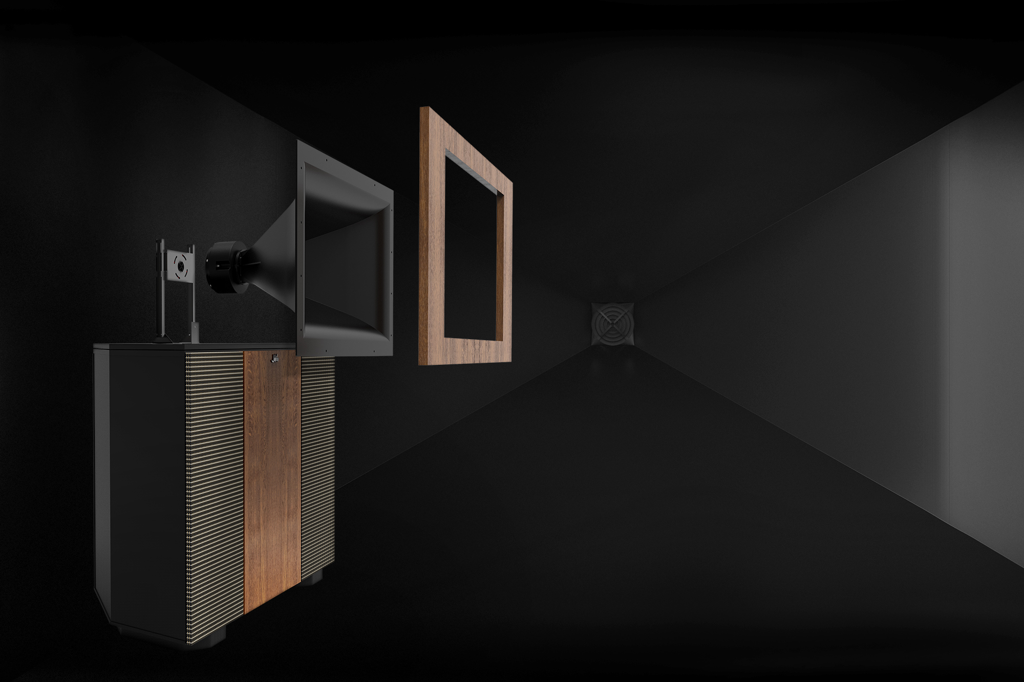 Klipsch Jubilee with horn exploded out over big horn background 2000x1333