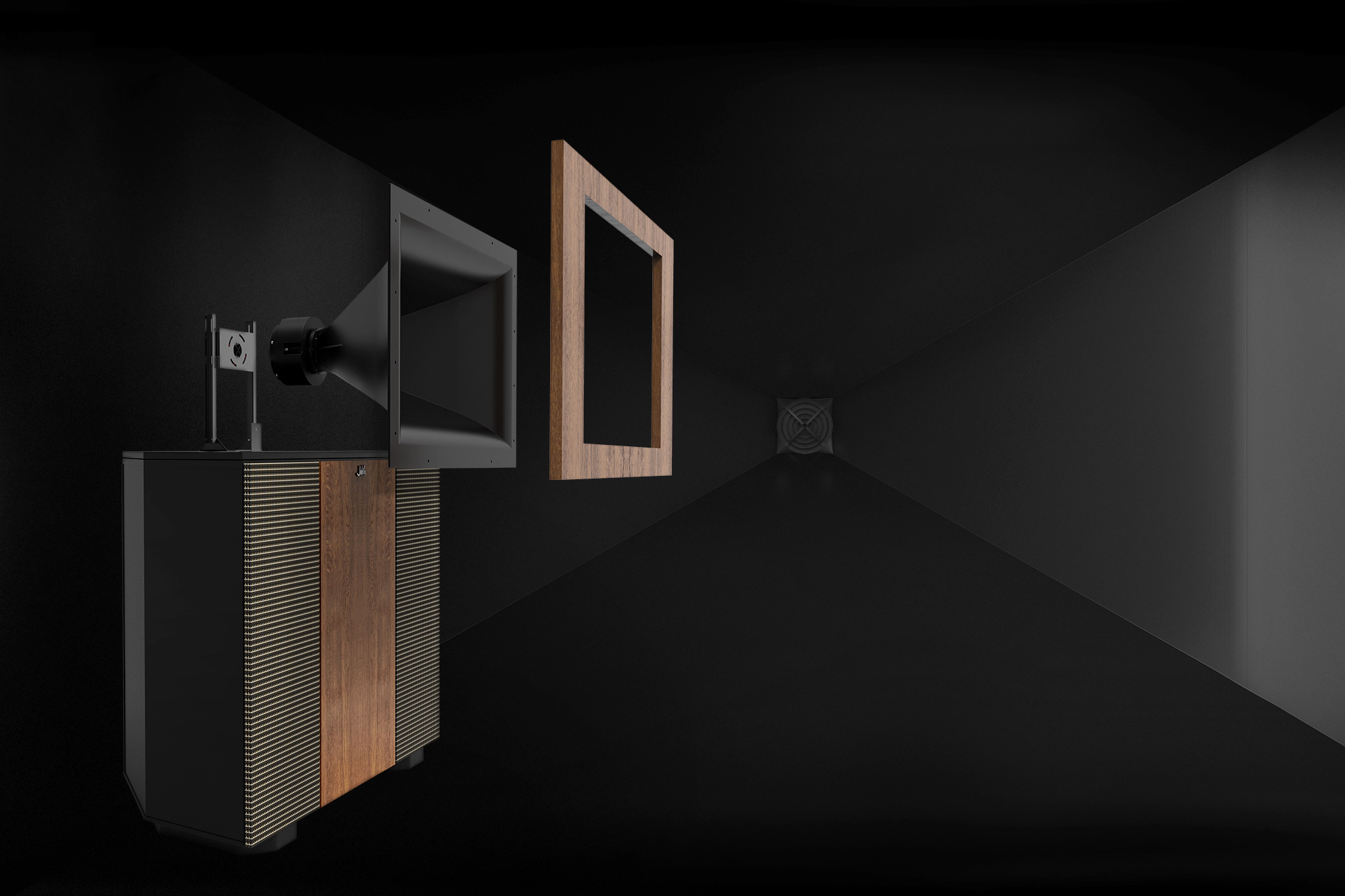 Klipsch Jubilee with horn exploded out over big horn background 2000x1333