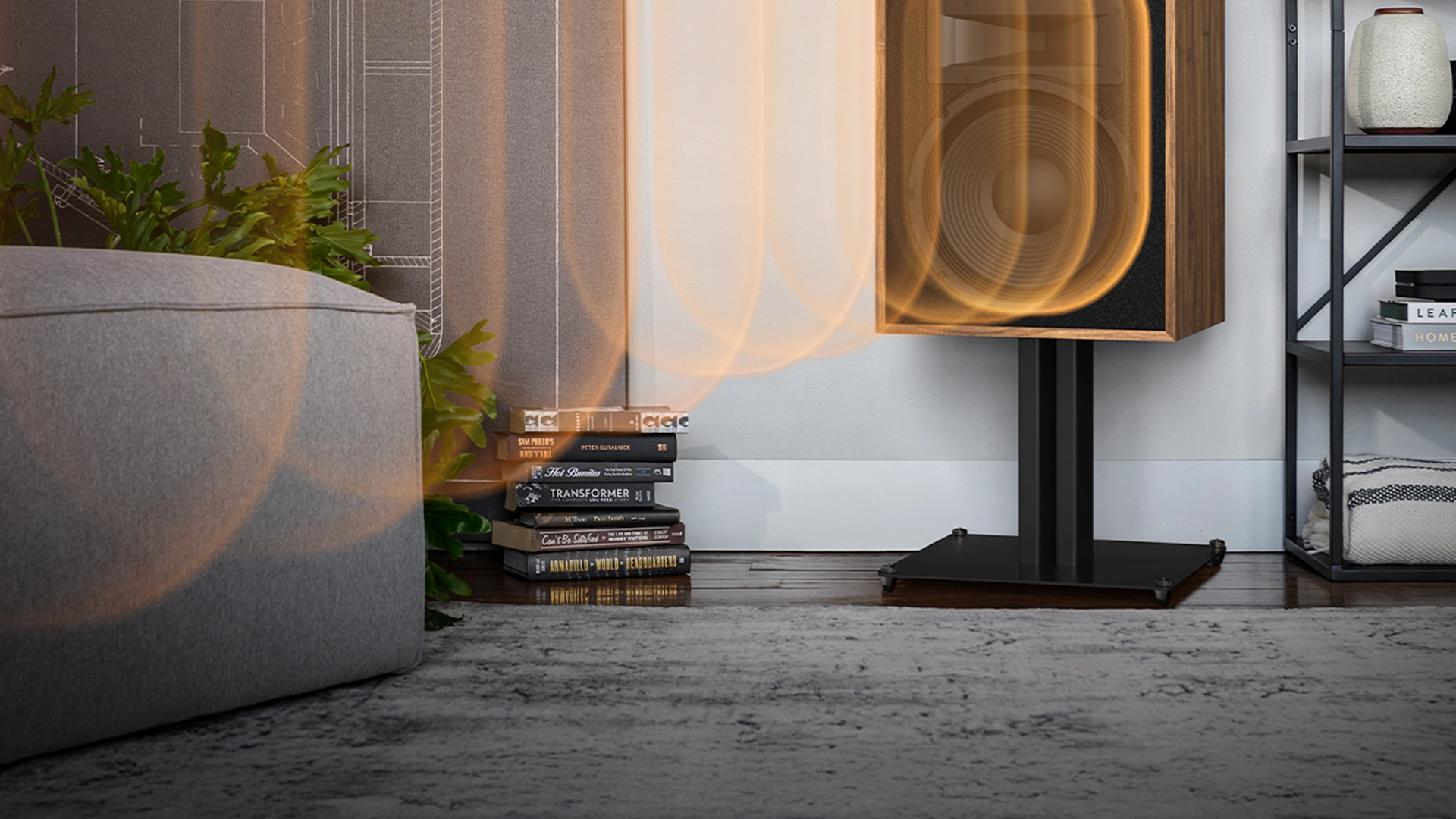 Klipsch KS 12 Loudspeaker Stand with Audio visualized at ideal listening height v02 2000x2000