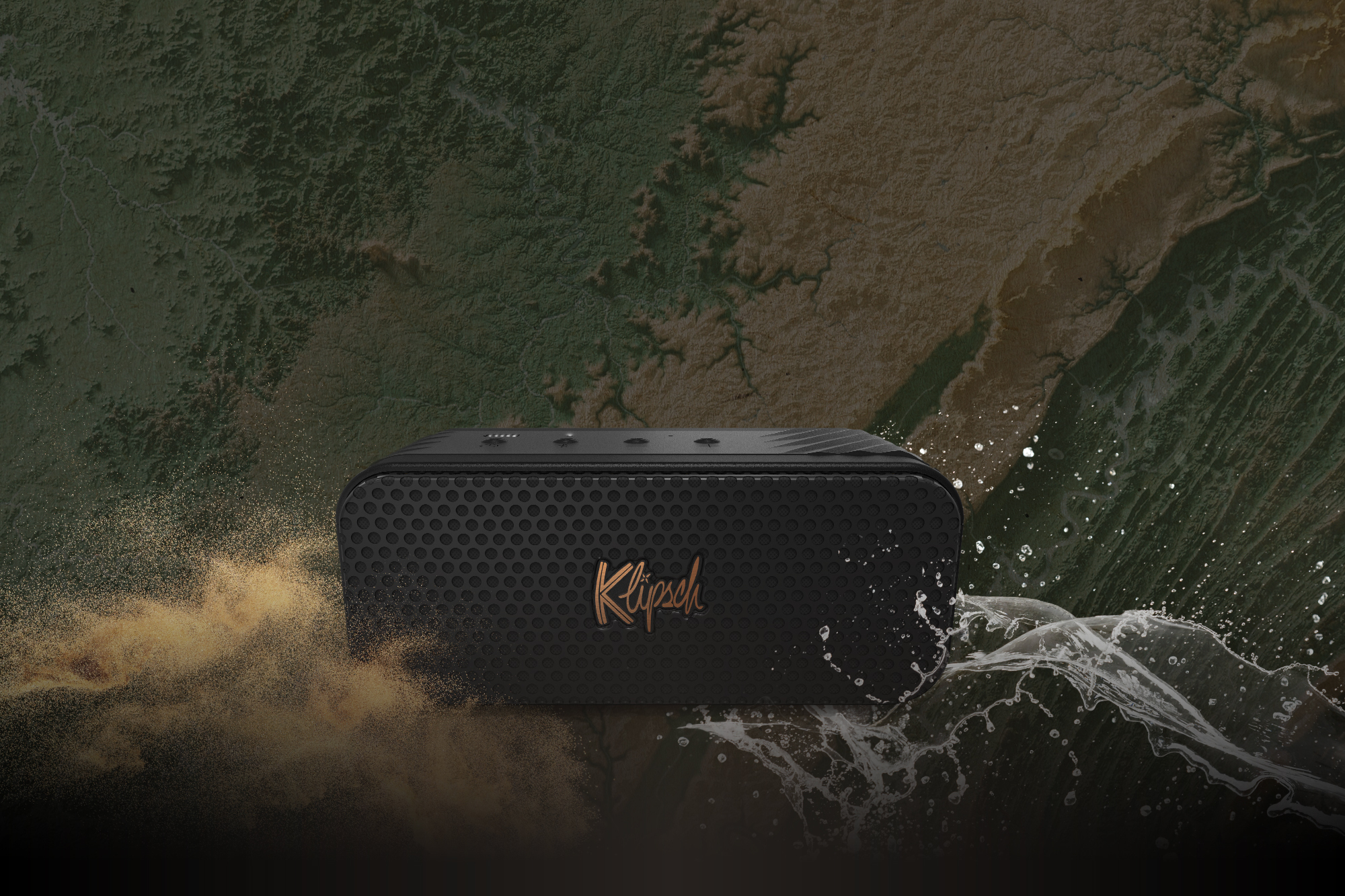 Klipsch Nashville on textured background with sand and water overlay 2000x1333