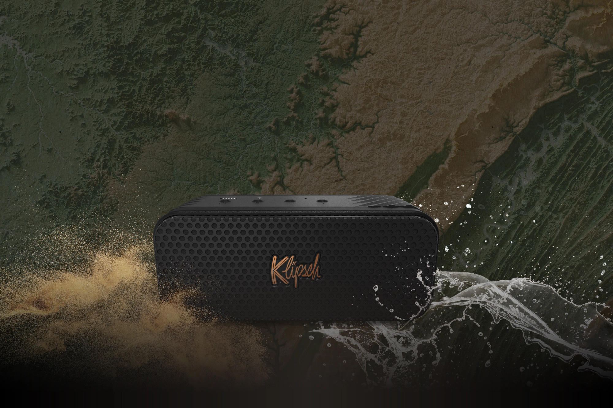 Klipsch Nashville on textured background with sand and water overlay 2000x1333