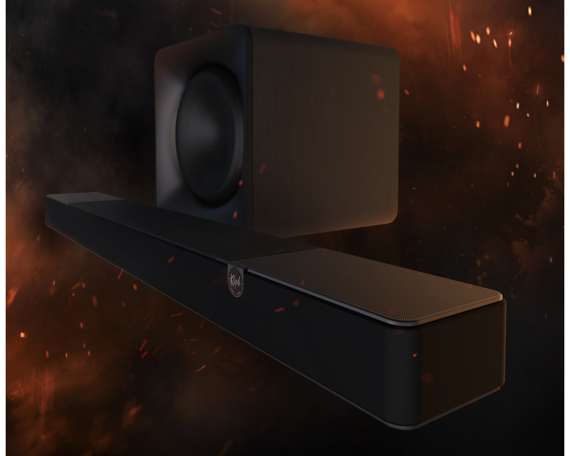 Klipsch Odyssey LP Mob02 Klipsch Flexus on fiery background 2000x1600