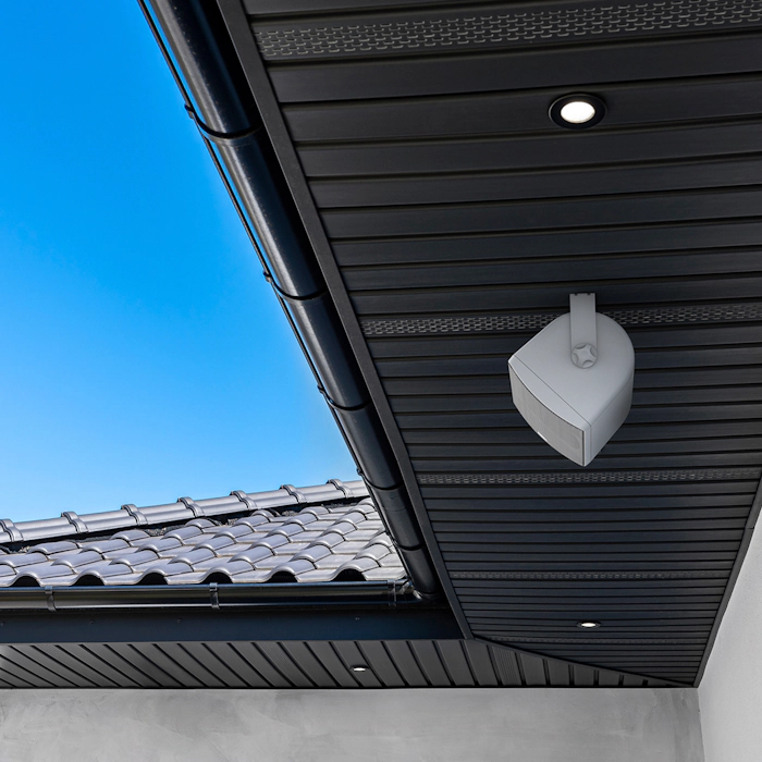 Klipsch RO 525 Outdoor Speaker Under Eaves with Sunny Skies 2000x2000