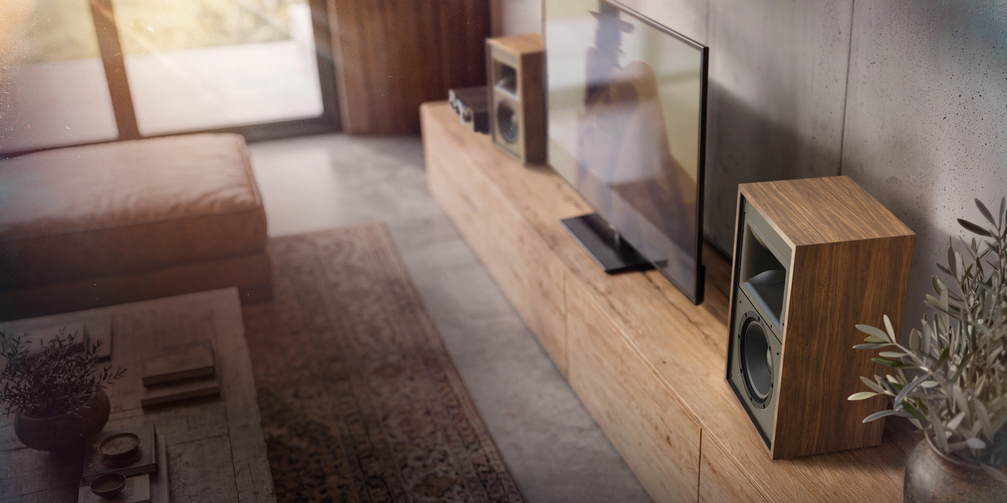 Klipsch Rebellion WN from above with sunburst through window with shading 2000x1000