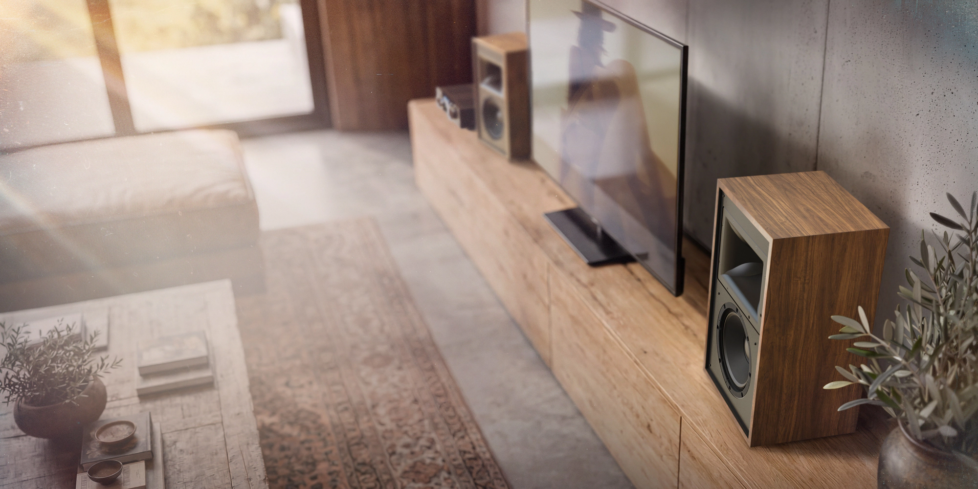 Klipsch Rebellion WN from above with sunburst through window 2000x1000