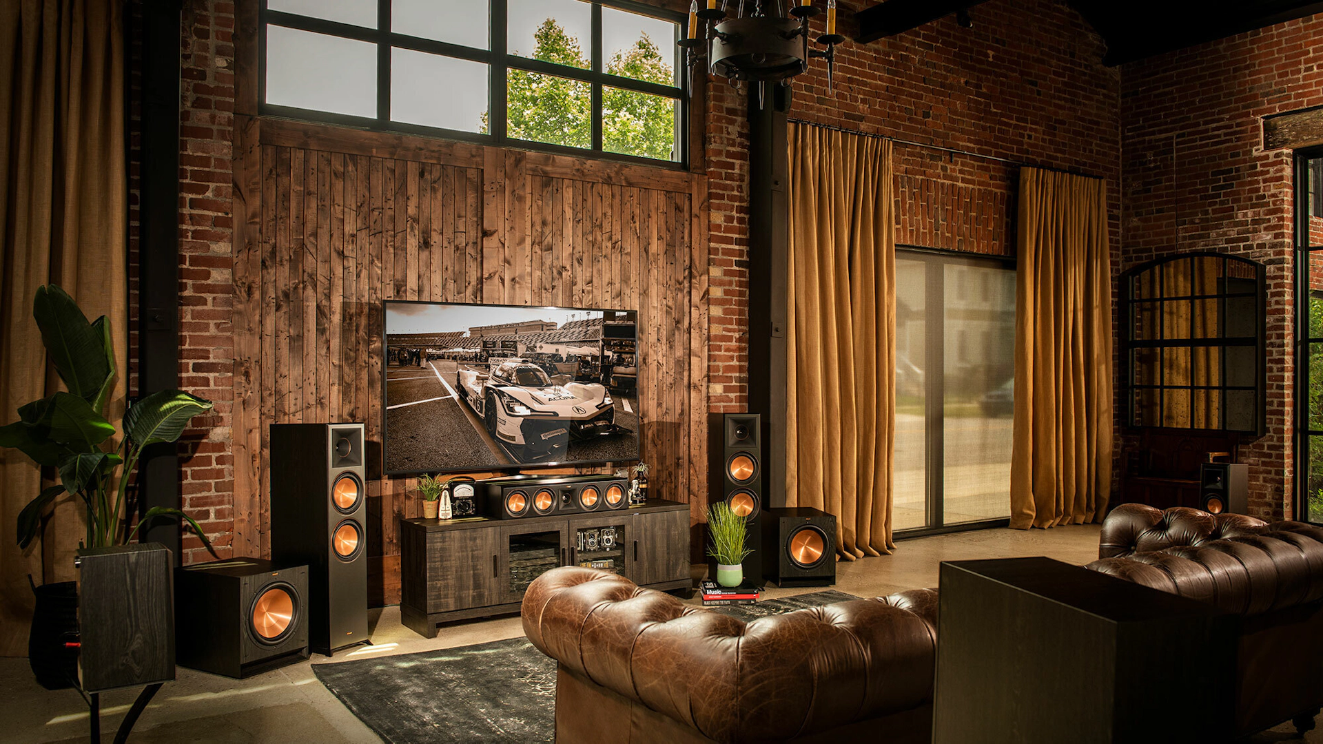 Klipsch Reference Home Theater in living room best home theater