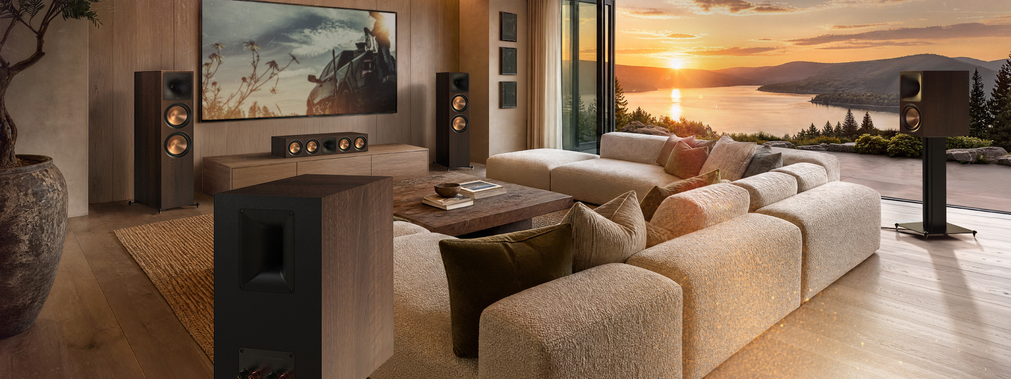 Klipsch Reference Premiere III System in large living room 2000x750