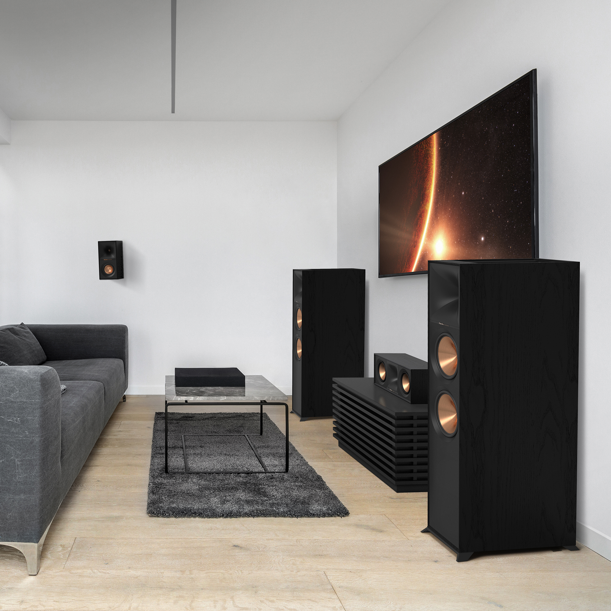 Klipsch Reference R 806 FA Dolby Atmos 5 0 2 Surround System Lifestyle 2 Grille Off 2000x2000