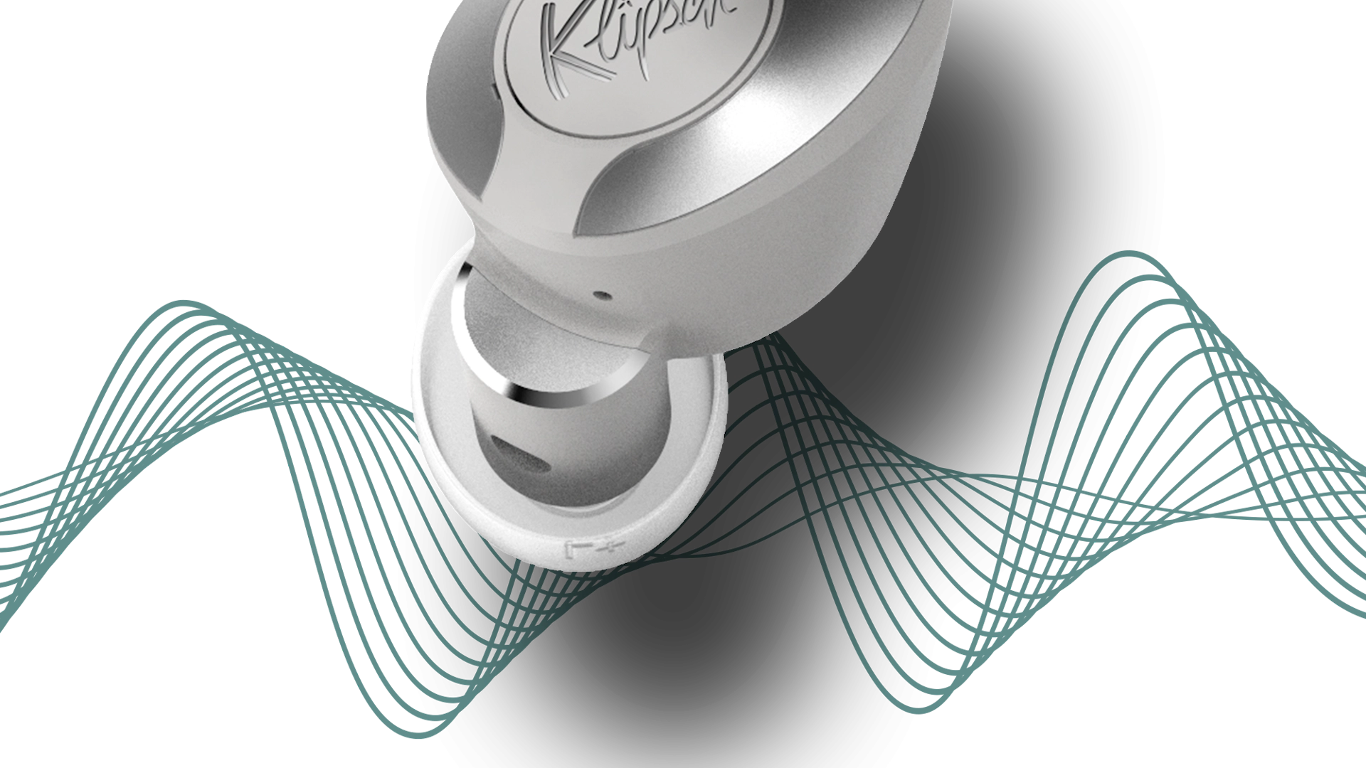 Klipsch T5 II True Wireless ANC earphone with an illustration of wavy lines and a Dirac logo Mobile