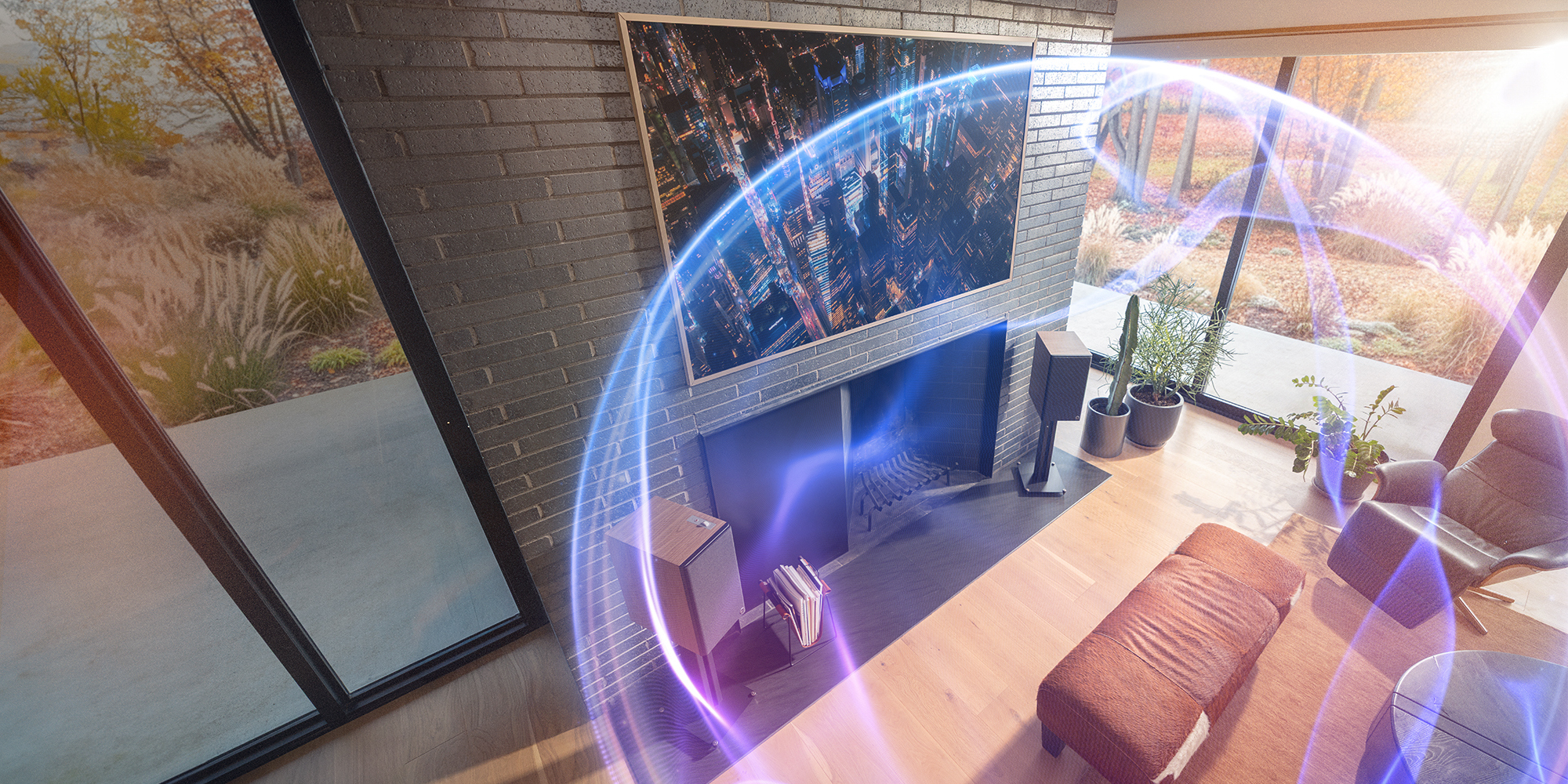 Klipsch The Nines II with Dolby Atmos sound virtualized as a bubble around engulfing the sweet spot in the room end 2000x1000