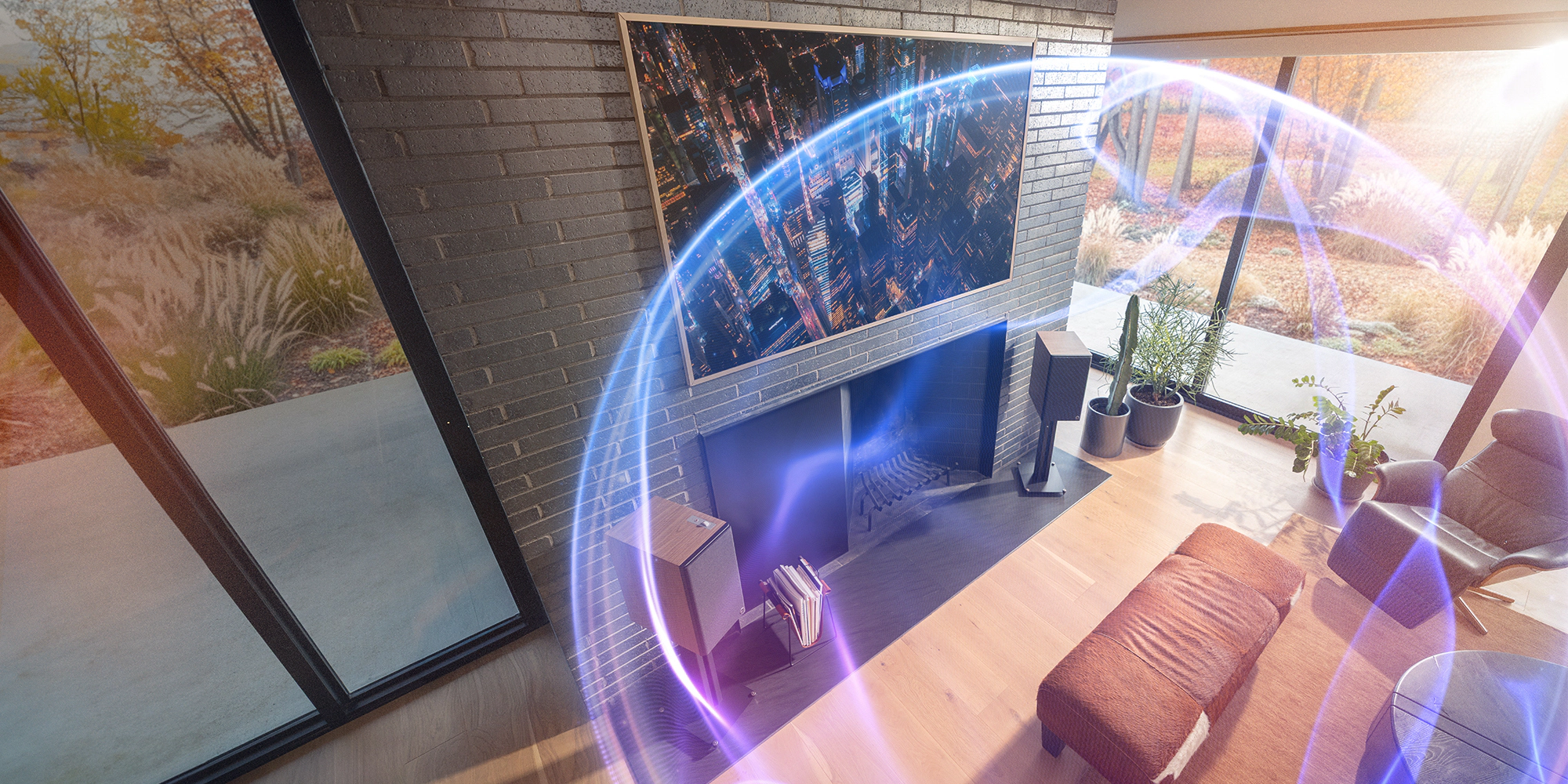 Klipsch The Nines II with Dolby Atmos sound virtualized as a bubble around engulfing the sweet spot in the room end 2000x1000