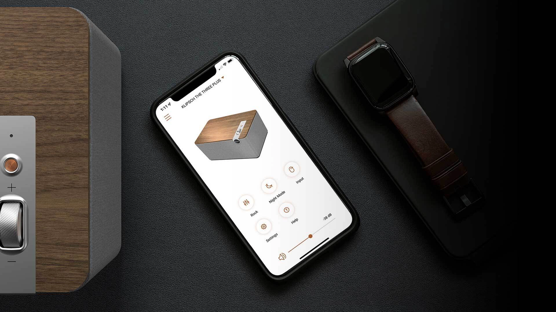 Klipsch The Three Plus app on phone