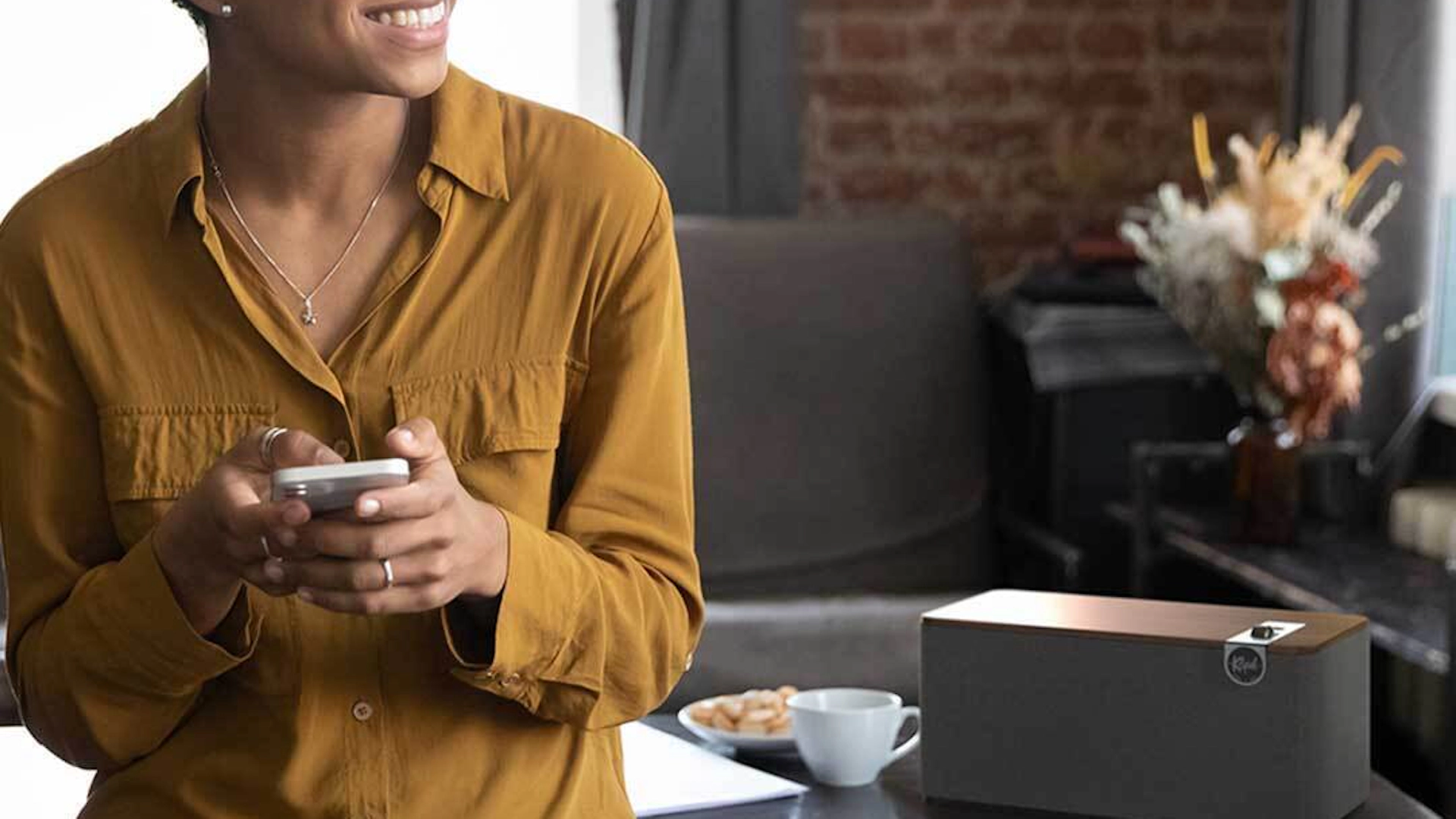 Klipsch The Three Plus on desk luxury design MOBILE