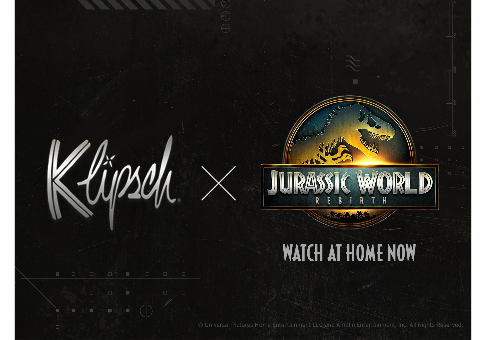 Klipsch x Jurassic World Rebirth NA At Home Mobile Logos 2000x1400