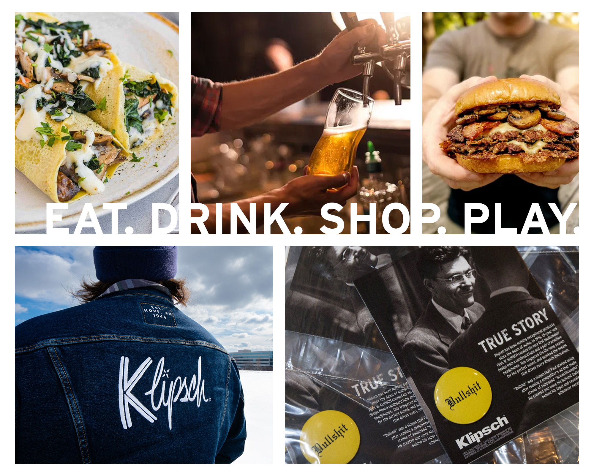 Klipsch Fest w LP Eat Drink Shop and Play at Klipsch Fest with food and drink carts and on site merch