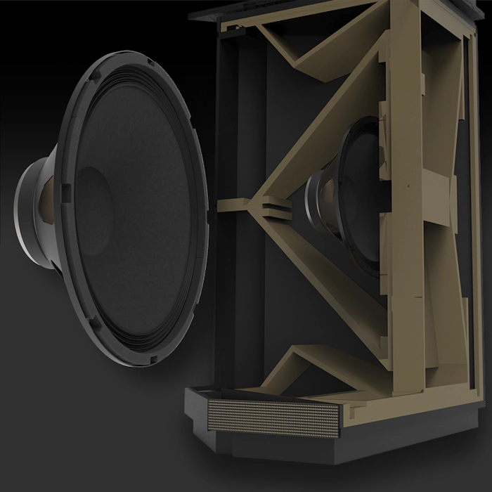 Klipschorn AK6 Woofer with cabinet cutaway mobile