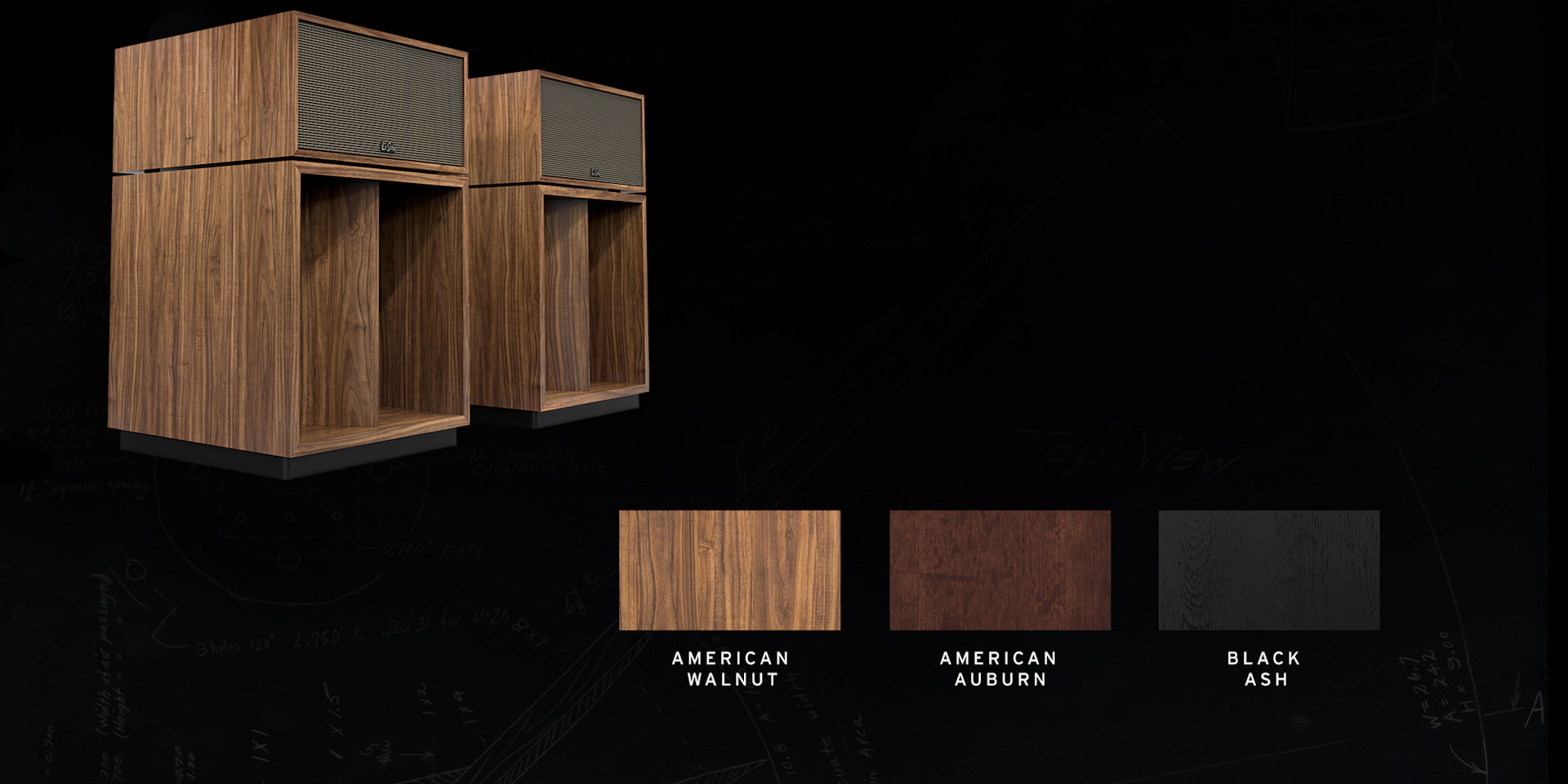 La Scala Veneer Swatches beside pair of La Scalas 2000x1000