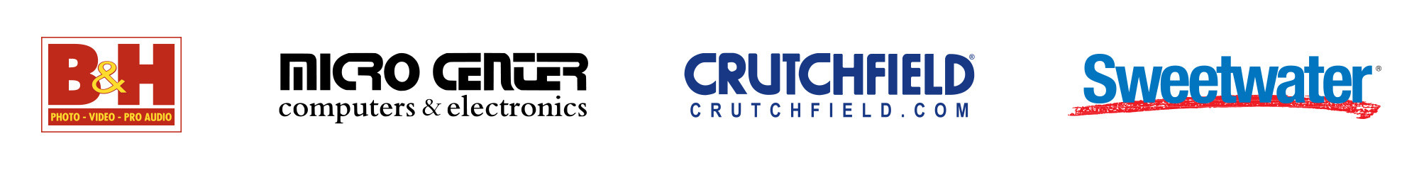 Micro Center Crutchfield Sweetwater BH Logos 2000x240