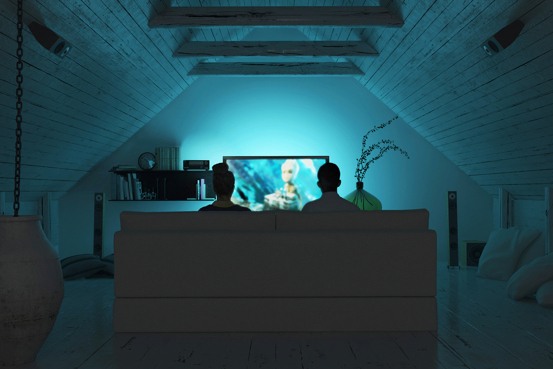 Onkyo TX SR494 Film Playing in Room Illuminated by TV 2000x1333