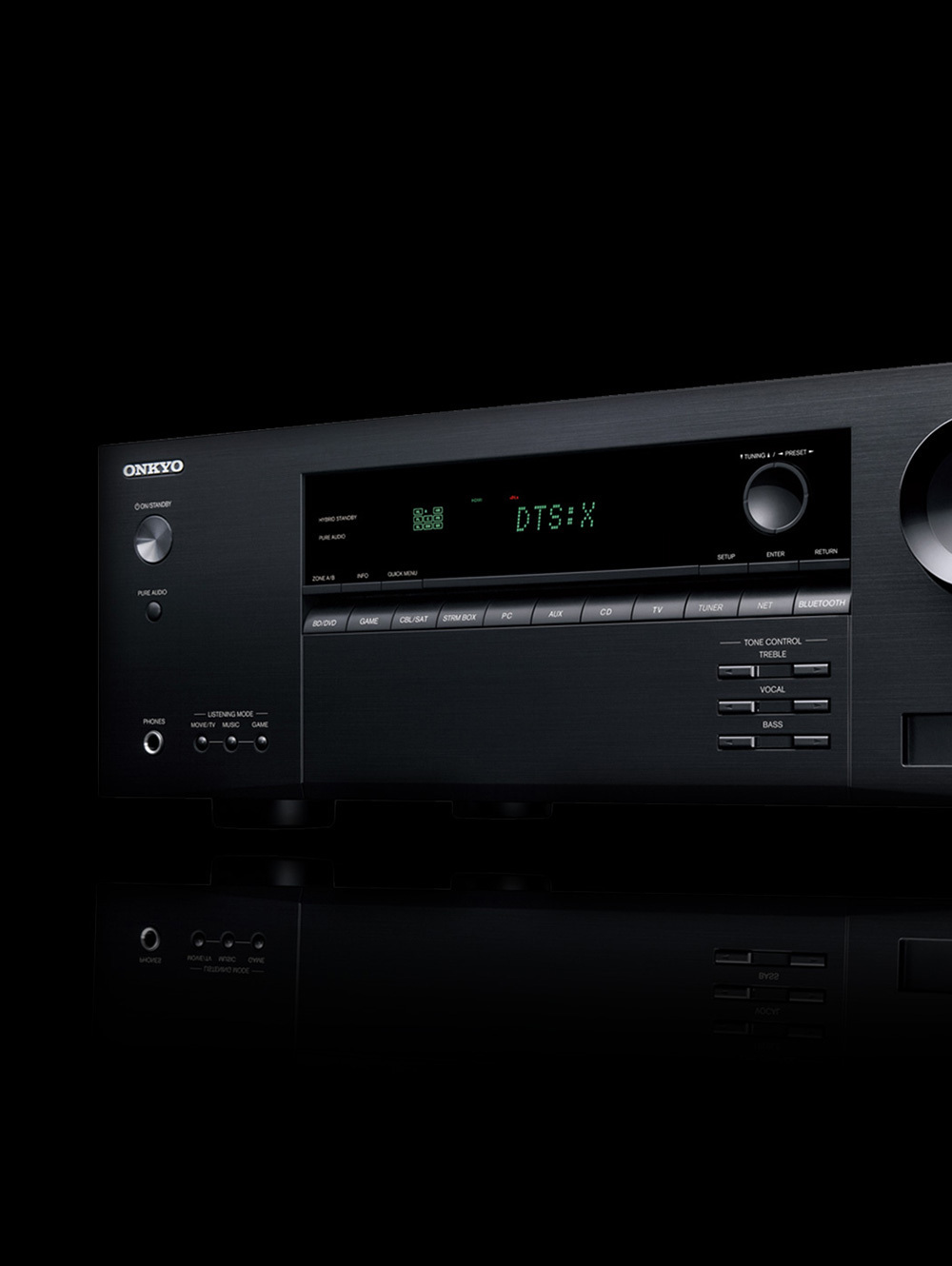 Onkyo recievers on black background