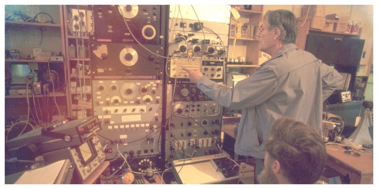 Paul W Klipsch In Front of Circuit Board