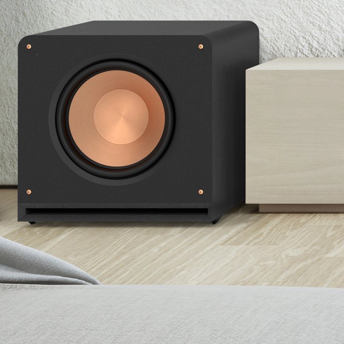 RP 1600 SW on a floor next to a beige credenza mobile