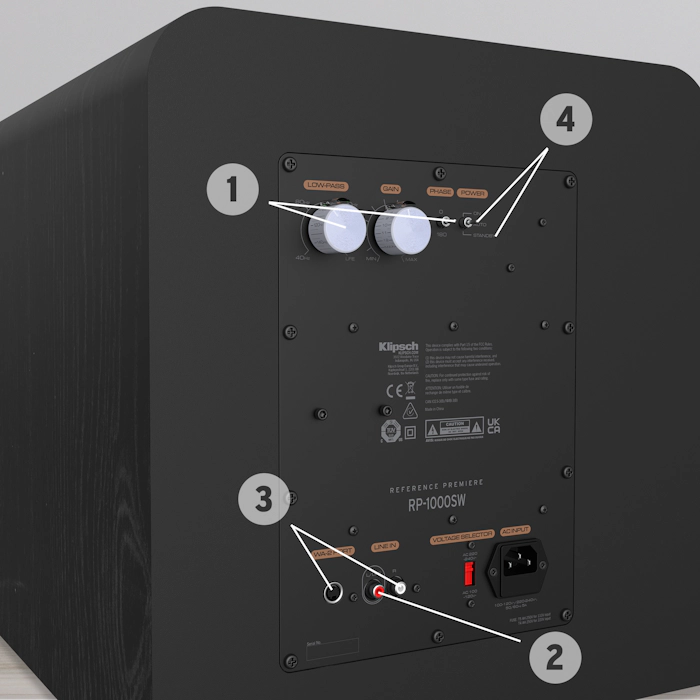 Rear view of RP 1000 SW with numbered feature callouts which are described in page text