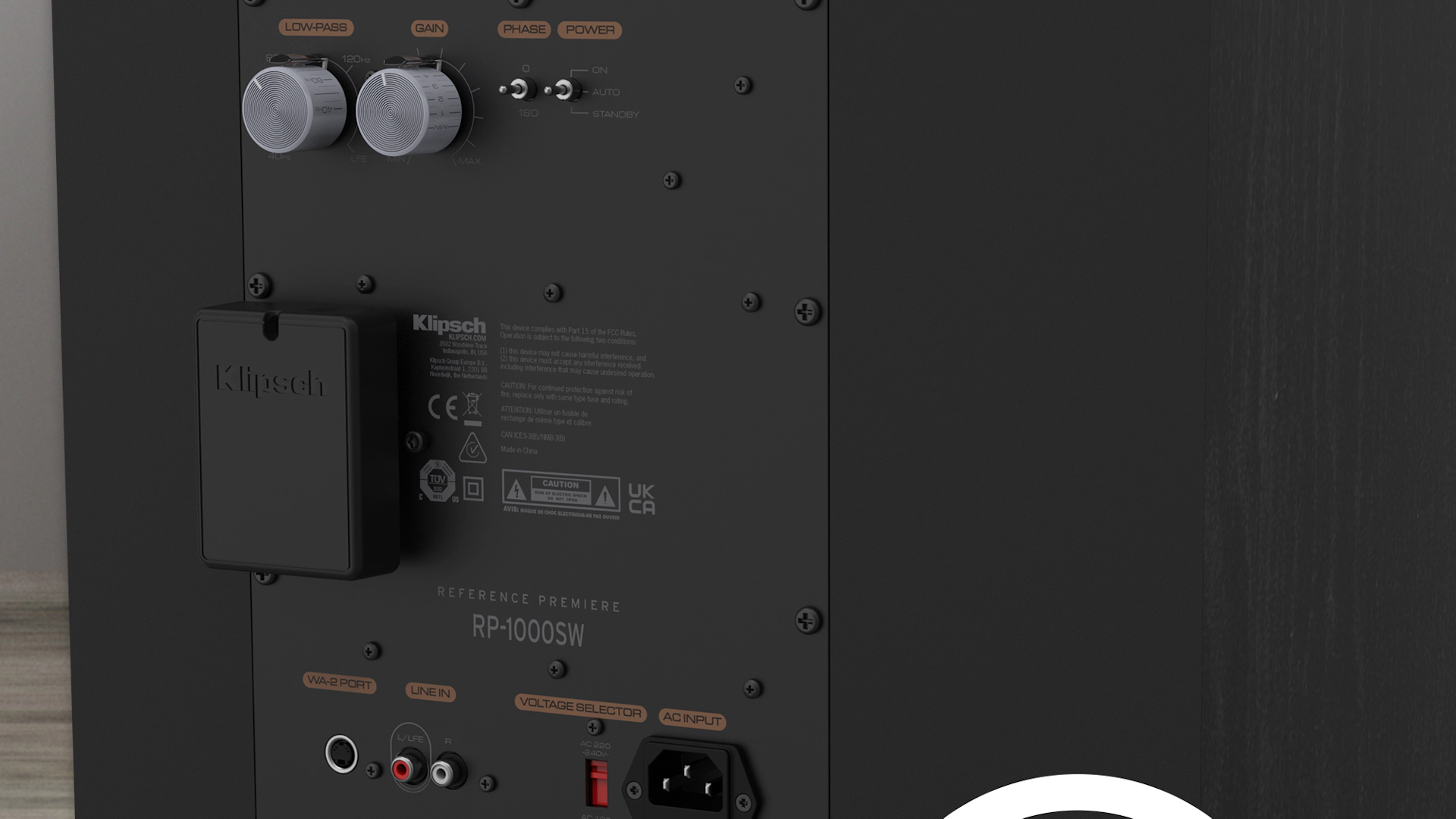 Rear view of a RP 1000 SW with a WA 2 Wireless Subwoofer Kit installed mobile