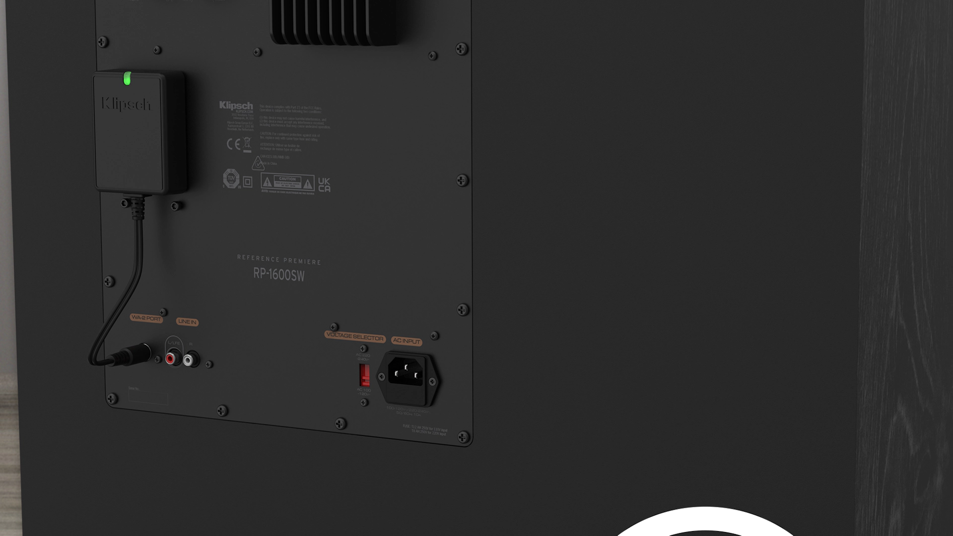 Rear view of a RP 1600 SW with a WA 2 Wireless Subwoofer Kit installed mobile