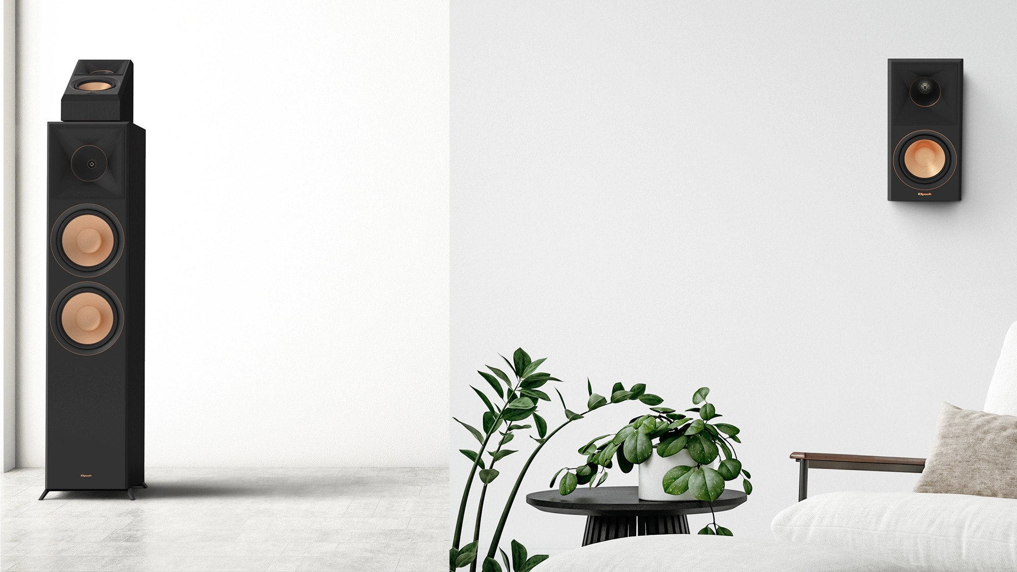 Reference Premiere 2 speakers against a white wall