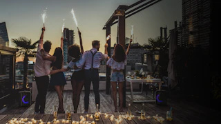 GIG XL Playing Music for Rooftop Party at Dusk overlay 1920x1080