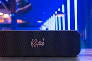Klipsch Detroit in blue lit event space 2000x1333
