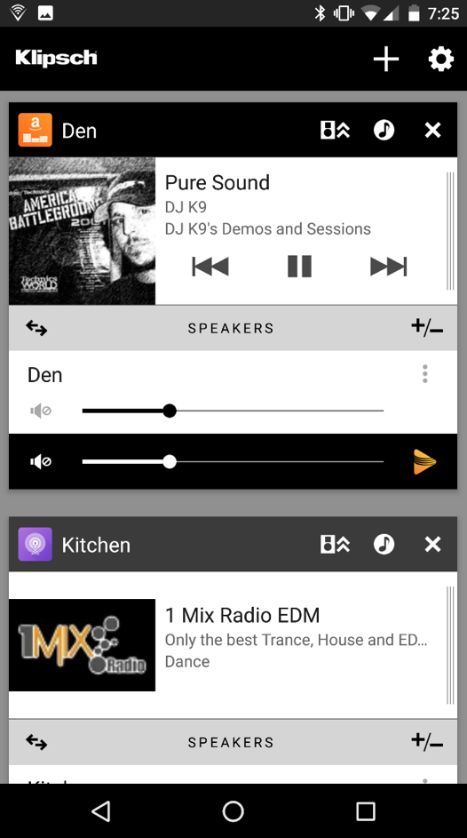 Klipsch Stream App Screenshot Zones